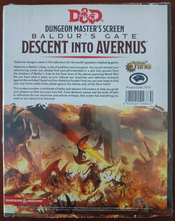 Baldur's Gate: Descent into Avernus Dungeon Master's Screen - Dungeons And Dragons 5.0