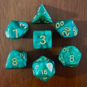 Kit 7 Dados Poliédricos - Cores - Verde Escuro