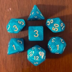 Kit 7 Dados Poliédricos - Cores - Azul