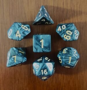 Kit 7 Dados Poliédricos - Cores - Preto