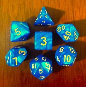 Kit 7 Dados Poliédricos - Cores - Azul Escuro