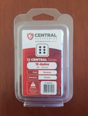 Conjunto 15 Dados D6 16mm - Branco e Preto