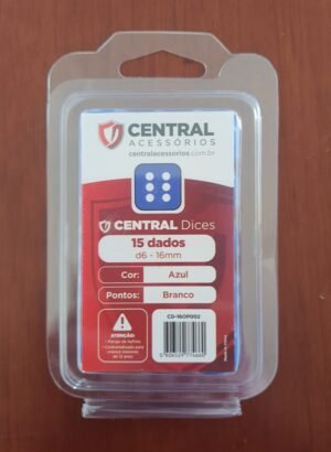 Conjunto 15 Dados D6 16mm - Azul e Branco
