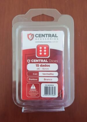 Conjunto 15 Dados D6 16mm - Vermelho e Branco