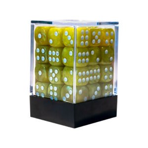 Conjunto 36 dados d6 Mármore Dourado e Branco - Central Dice - RPG