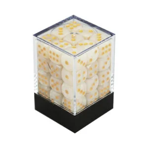 Conjunto 36 dados d6 Mármore Branco e Dourado - Central Dice - RPG
