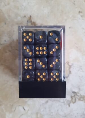 Conjunto 36 dados d6 Mármore Preto e Dourado - Central Dice - RPG