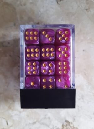 Conjunto 36 dados d6 Mármore Roxo e Dourado - Central Dice - RPG